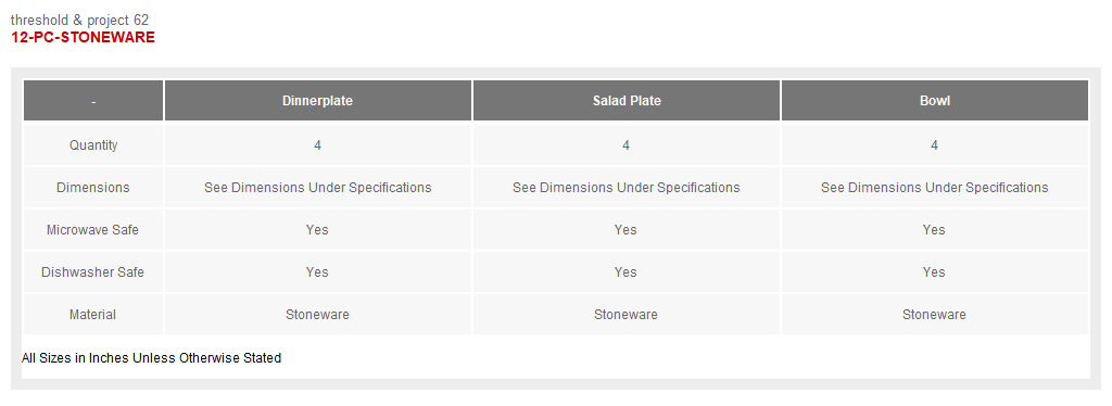 12pc Stoneware Tilley Dinnerware Set - Threshold